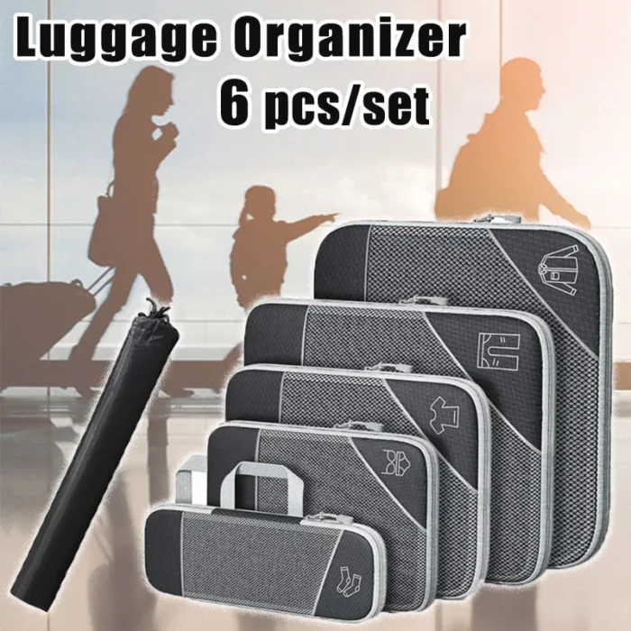 6Pcs Set Travel Storage Organizer Portable Clothes Storage Bags Lightweight Suitcase Bag Compressed Packing Cubes Luggage Bags - Image 2