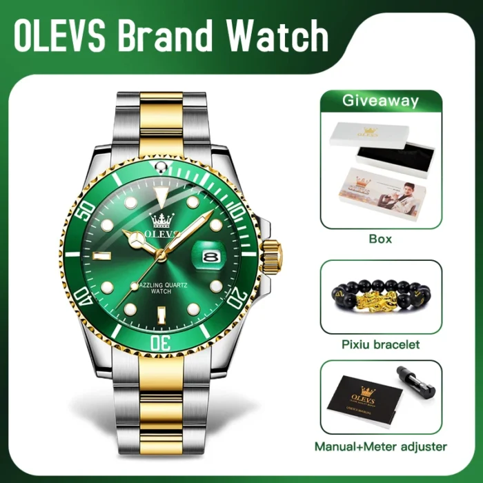OLEVS 5885 Man Watch Original Brand Waterproof Quartz Watch Stainless Steel Strap Automatic Date Mens Gifts Watches For Man - Image 2