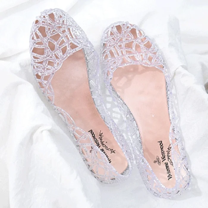 Casual Flat-soled Women Sandals Hollow Out Clear Beach Jelly Shoes Breathable Shallow Mouth Bling Sandals Footwear - Image 3