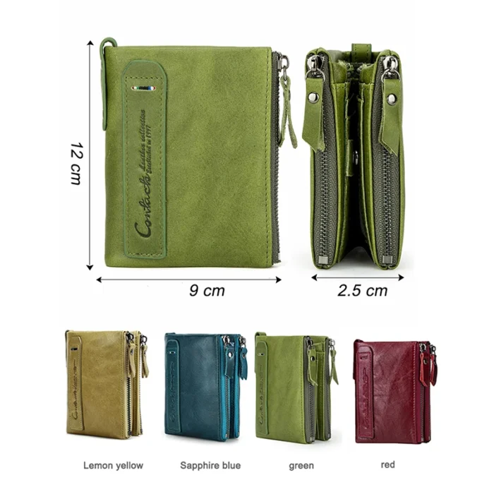 CONTACT'S Genuine Leather Wallets for Women Short Bifold Fashion Women's Purses Card Holder Coin Purse Money Clip Women's Wallet - Image 4