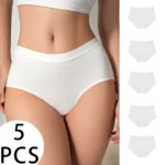 5-Pack Pure Cotton High-Waist Women's Triangle Panties Seamless Fashionable Underwear Girls' Innerwear