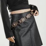 European and American retro street fashion hollow ring pu leather splicing characteristic waist belt - Image 4