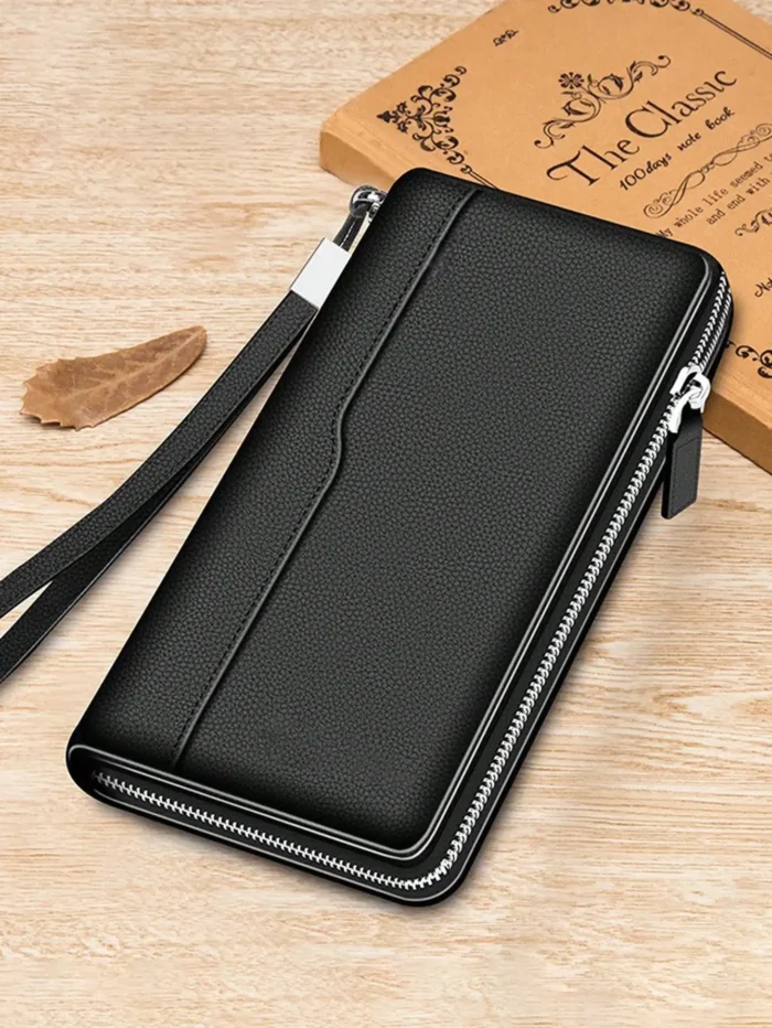 Very Simple Solid Color Basic Long Wallet Business Wallet Portable Multi-card Multi-function Mobile Wallet - Image 1