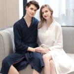 Spring and Summer Waffle Bathrobe Men and Women Sauna Clothing Sweatshirt Robe Men's Water-Absorbent Quick-Drying Homewear - Image 2