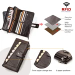 Contact's Name Engraving Genuine Leather Wallet Men Zipper Capacity Male Long Money Purse Phone Pocket Card Holder New Portfel - Image 5