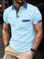2024 summer explosive men's color matching pocket T-shirt Fashion trend Casual slim-fit POLO shirt High quality sports jumper - Image 3