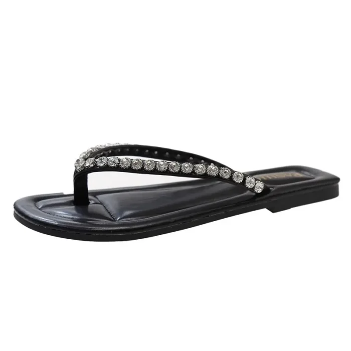 Beach flip-flops women wear high-grade summer new flat-bottomed non-slip holiday online celebrity toe sandals. - Image 5