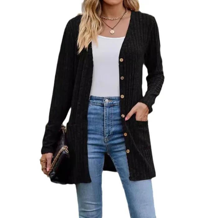 Women Loose Long Pit Pocket Loose Jacket Coats Spring Autumn Female Slim Outwear Cardigans JSFS-KK003 - Image 2