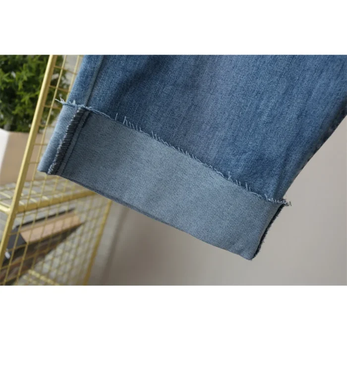 Women Plus Size Cropped Jeans Capris Stretch High Waist Destroyed Denim Pants Fashion US30 EU60 2X 3X 4X - Image 5