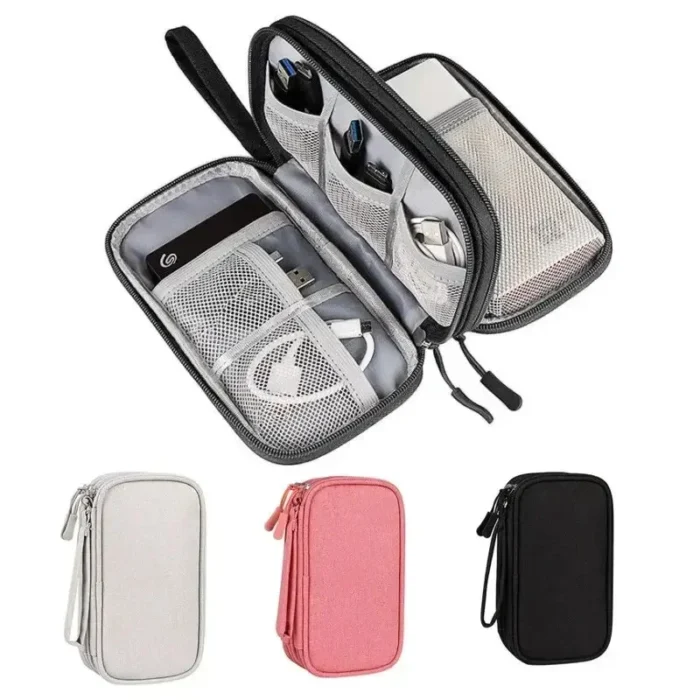 1Pc NEW Travel Organizer Bag Cable Storage Organizers Pouch Carry Case Portable Waterproof Double Layers Storage Bags Cable Cord - Image 1