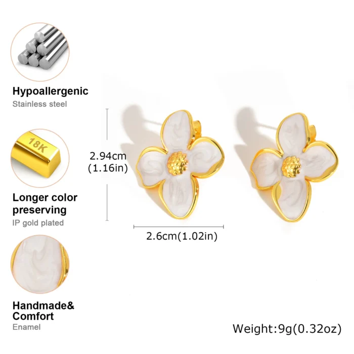 Elegant Pastel Flower Earrings for Women, Pink Floral Studs Summer Earrings, Stainless Steel Hypoallergenic Jewelry - Image 6