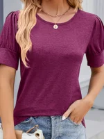 Women Large Knitted Casual T shirt Comfortable Loose Fit round Neck Short Sleeve Tees for plus Size Ladies - Image 6