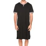 Men's Short Sleeve Thin Lengthened Leisure Pajamas Loose Skin Friendly Cotton Robes Homewear Bathrobes Vintage Nightgown M-3XL - Image 4