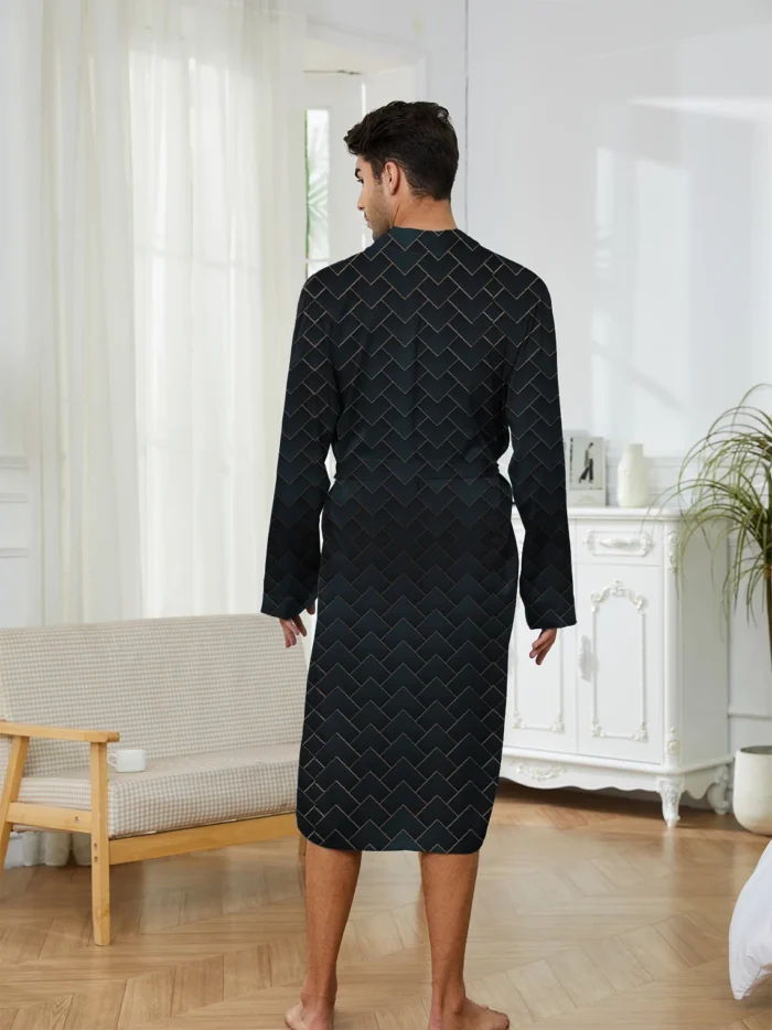 2025 Men's Sleeping Robe Ice Silk Thin Style High End Simple Sleepwear Summer Medium Long Sleeve Bathrobe - Image 4