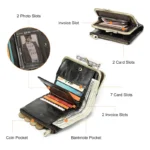 Contact'S Genuine Leather Wallet Women Small Metal Frame Purse Ladies Hasp and Zipper Coin Pocket Credit Card Holder - Image 6