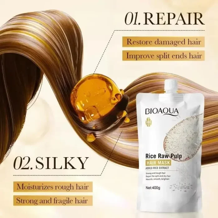 Rice Magical Keratin Hair Mask 5 Seconds Repair Damaged Frizzy Hairs Soft Smooth Shiny Moisturizing Nourish Hair Root Care - Image 4