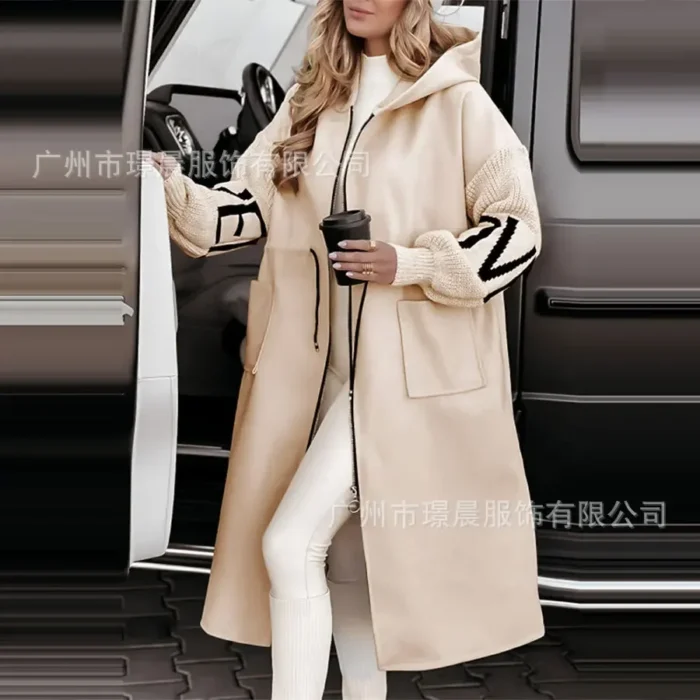 Women Autumn Winter New Fashion Hooded Long Sleeve Loose Cardigan Knitwear Sweater Coat Jackets - Image 2