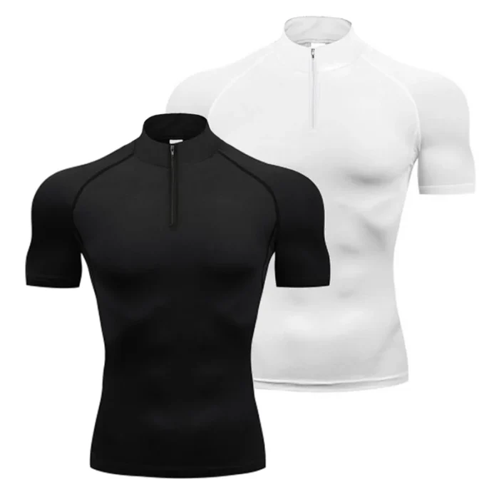 Compression Shirt Men Running Short Sleeve T-shirt Gym Clothes Summer Tight Fitness Polo Shirt Quick Dry Bodybuilding Muscle Tee - Image 1